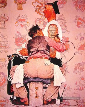 Norman Rockwell Painting - el tatuador 1944 Norman Rockwell